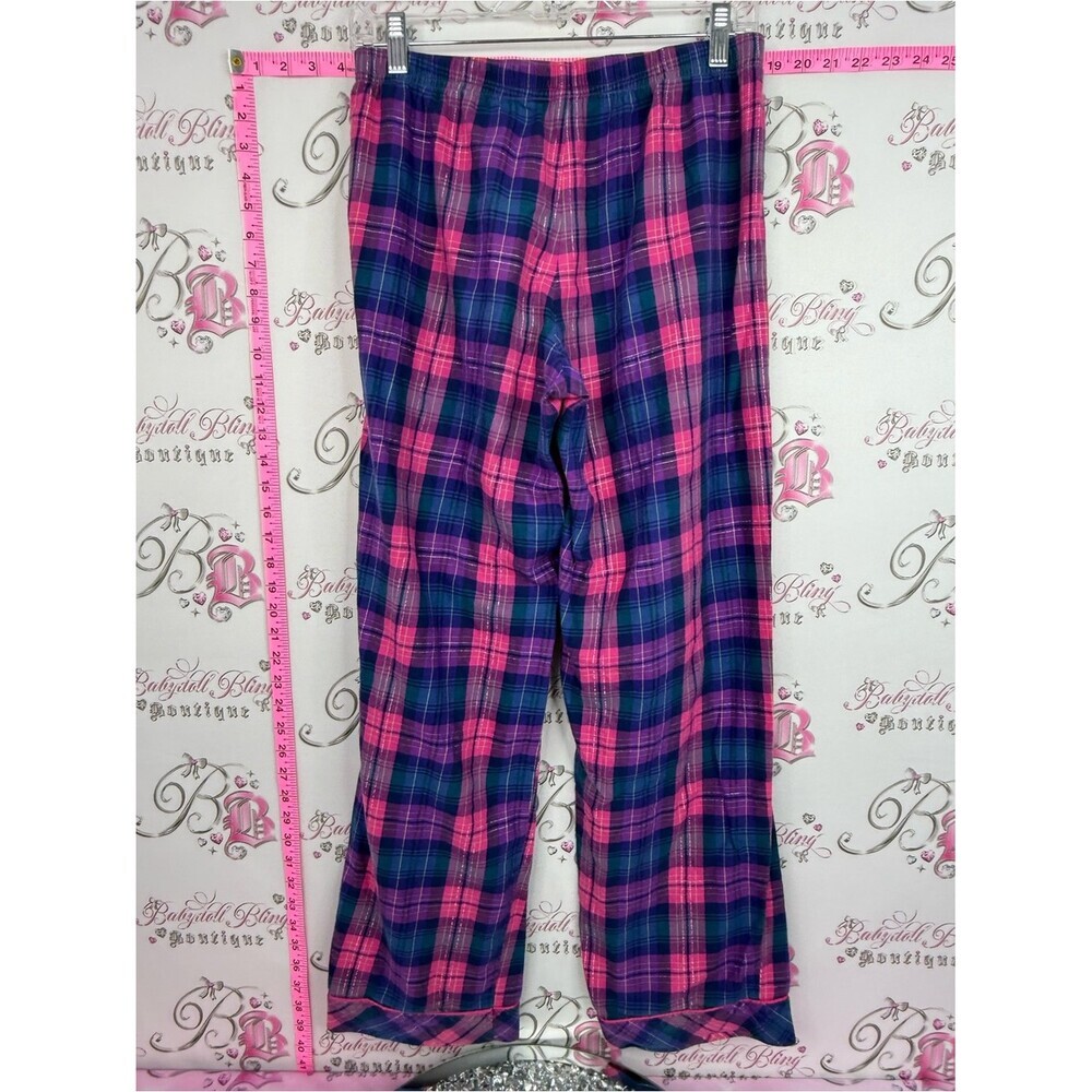 Victoria's Secret Pink and Blue Plaid pants Pajama Pants PJ - Picture 2 of 9